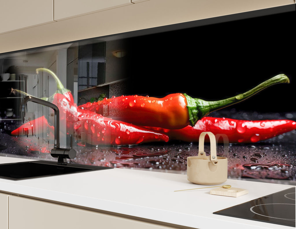 Chili Pepper - Glass Kitchen Backsplash-BacksplashArtworks