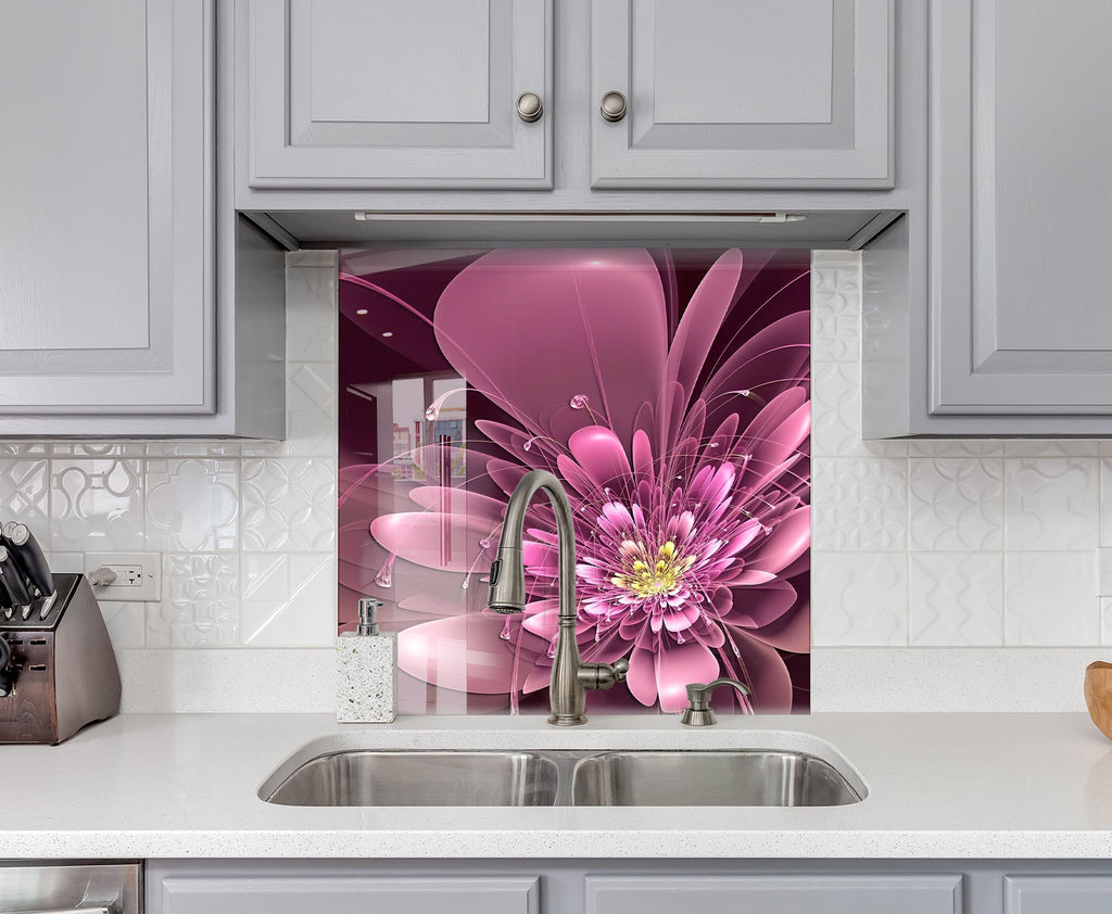 Purple Orchid Tempered Glass Backsplash-BacksplashArtworks