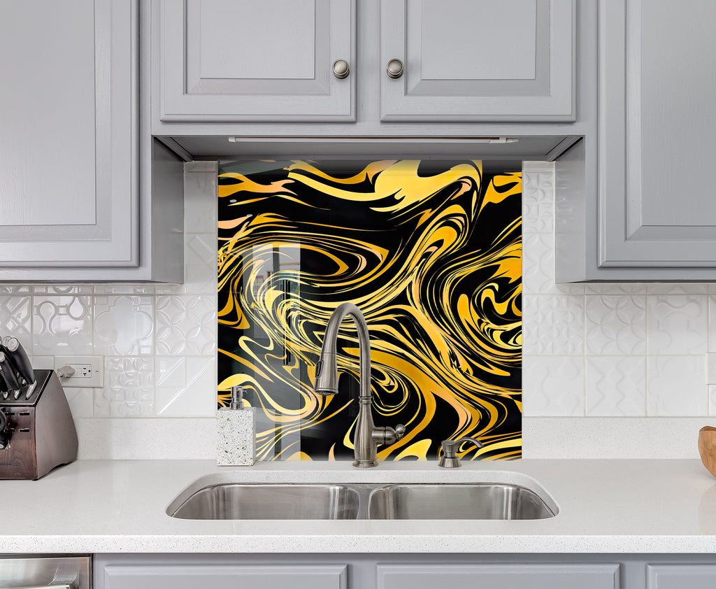 Abstract Tempered Glass Backsplash-BacksplashArtworks