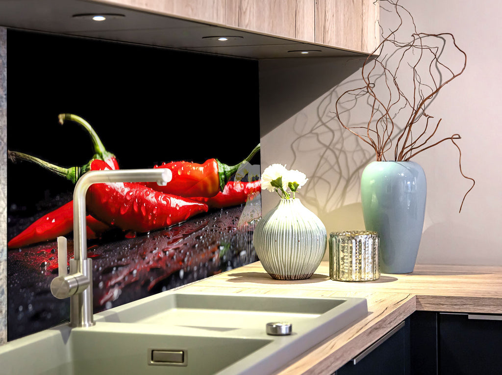 Chili Pepper - Glass Kitchen Backsplash-BacksplashArtworks