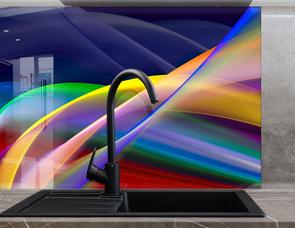 Abstract Tempered Glass Backsplash-BacksplashArtworks