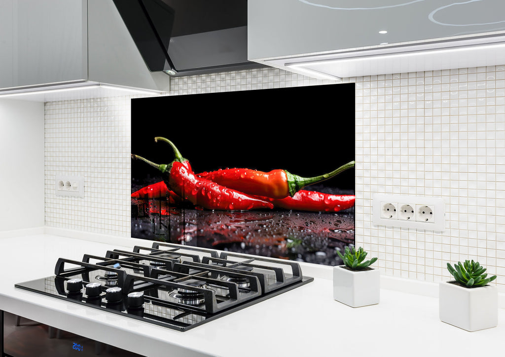 Chili Pepper - Glass Kitchen Backsplash-BacksplashArtworks