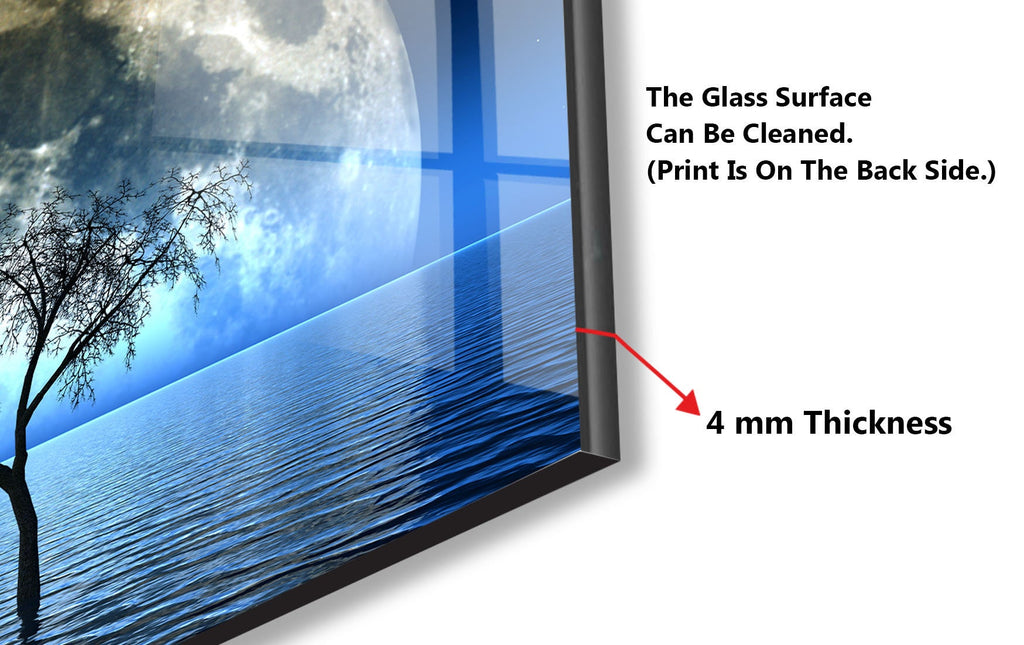 Mystical Moonlit Ocean - Glass Kitchen Backsplash-BacksplashArtworks