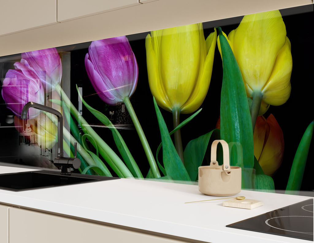 Tulip Tempered Glass Backsplash-BacksplashArtworks