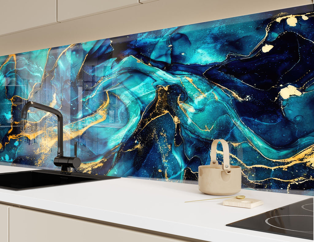 Abstract Tempered Glass Backsplash-BacksplashArtworks