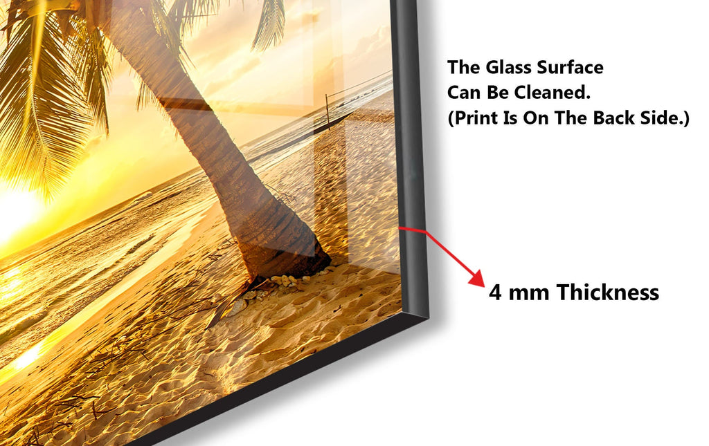 Tropical Sunset Palm Beach Wall Art – Glass Backsplash-BacksplashArtworks