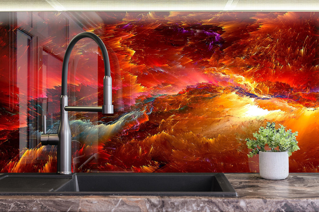 Abstract Tempered Glass Backsplash-BacksplashArtworks