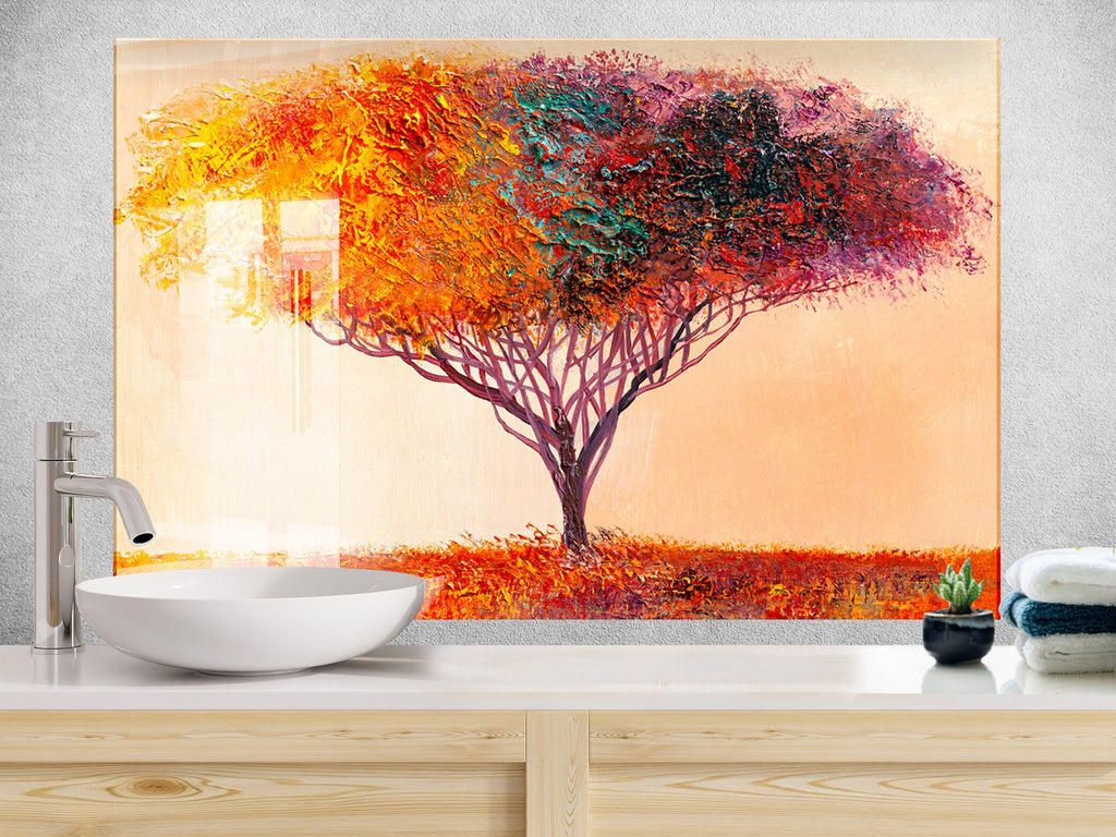 Botanical Floral Tempered Glass Backsplash-BacksplashArtworks