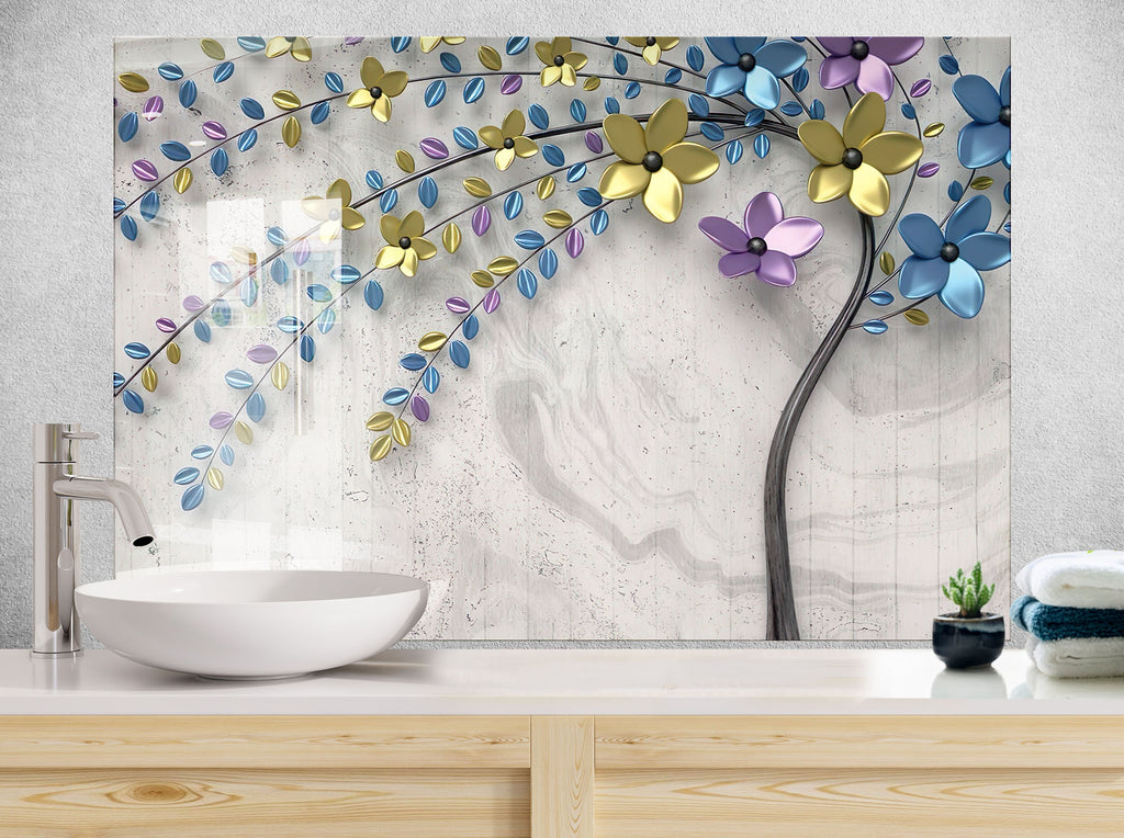 Sakura Tree Tempered Glass Backsplash-BacksplashArtworks