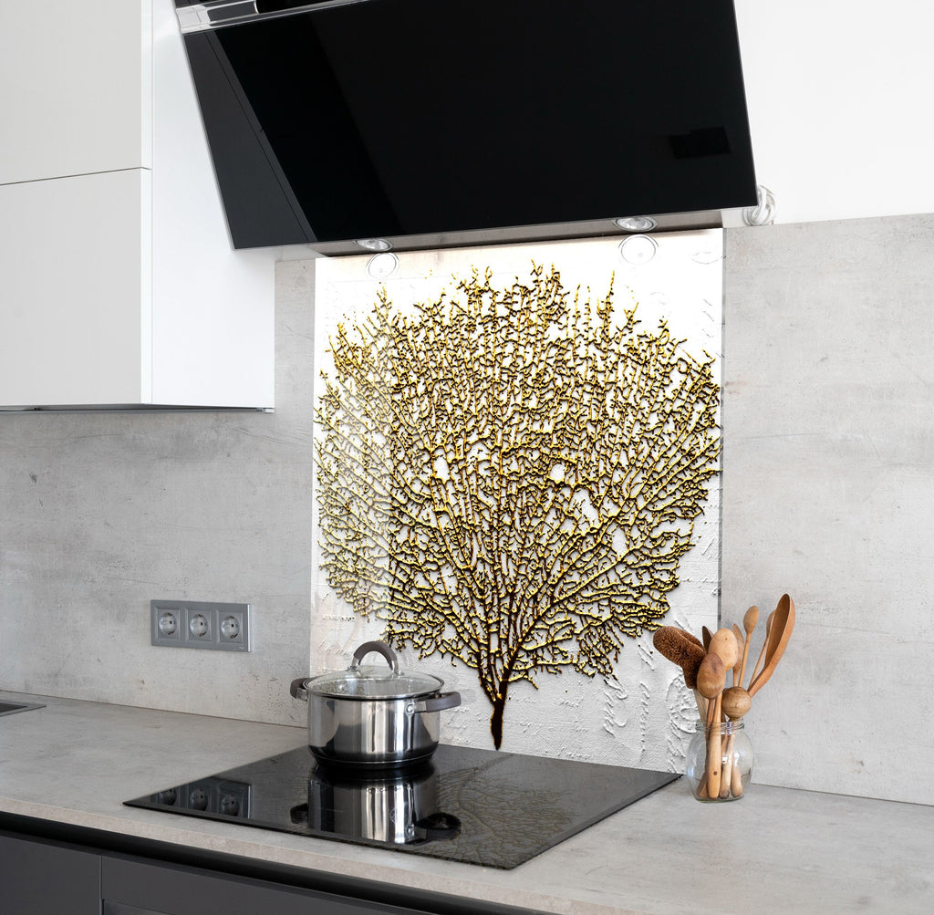 Botanical Floral Tempered Glass Backsplash-BacksplashArtworks