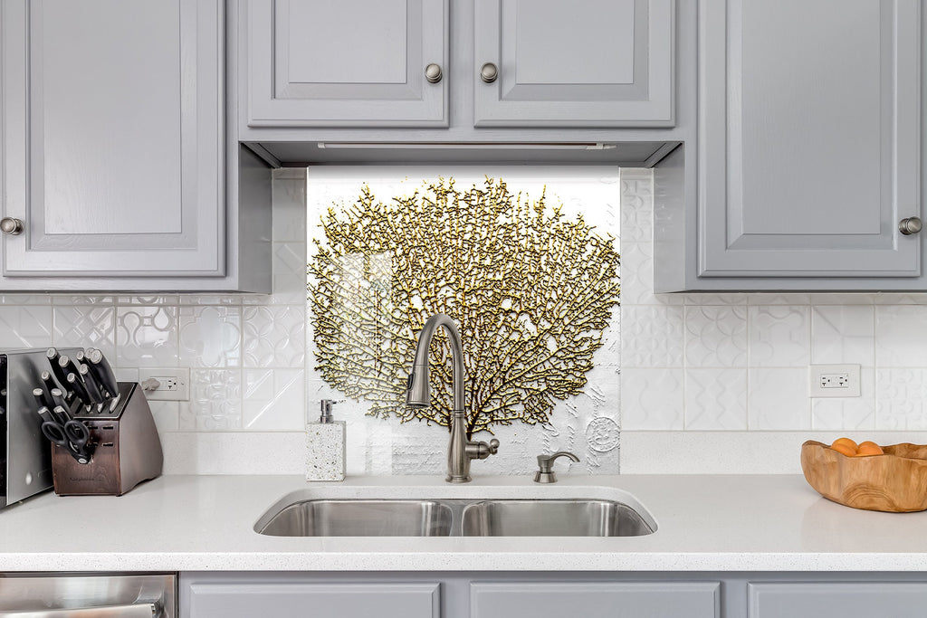 Botanical Floral Tempered Glass Backsplash-BacksplashArtworks