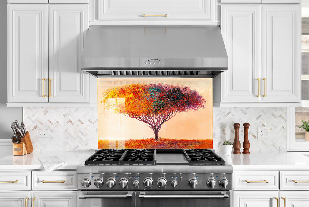 Botanical Floral Tempered Glass Backsplash-BacksplashArtworks