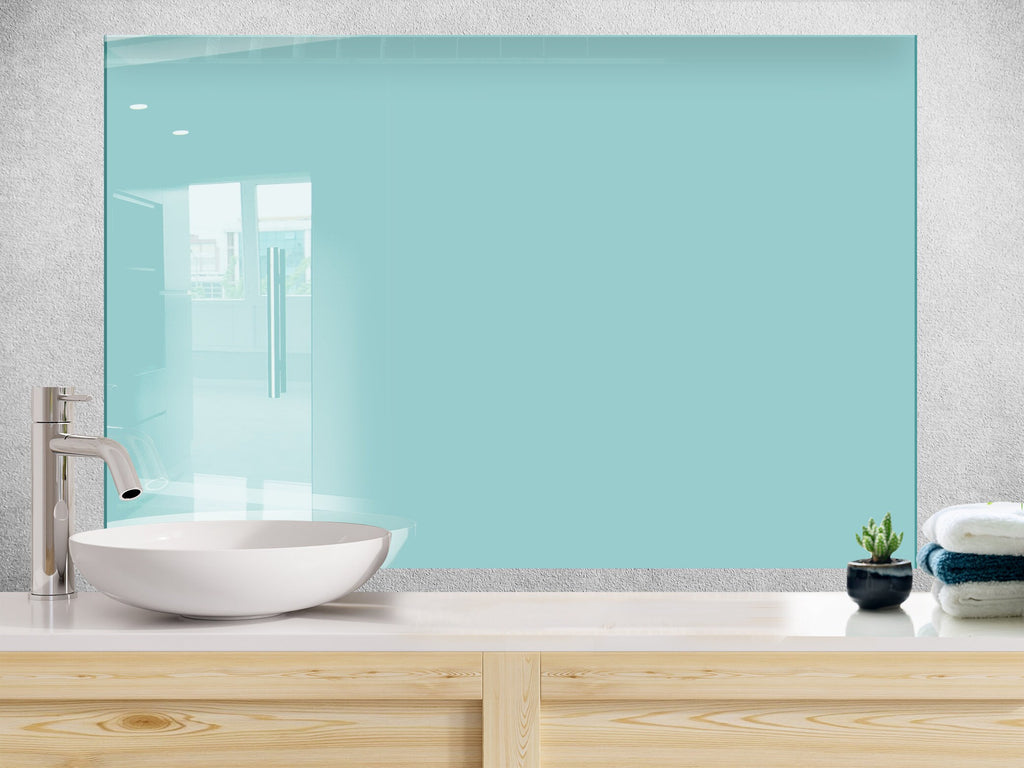 Light BlueGreen - Tempered Glass Kitchen Backsplash-BacksplashArtworks