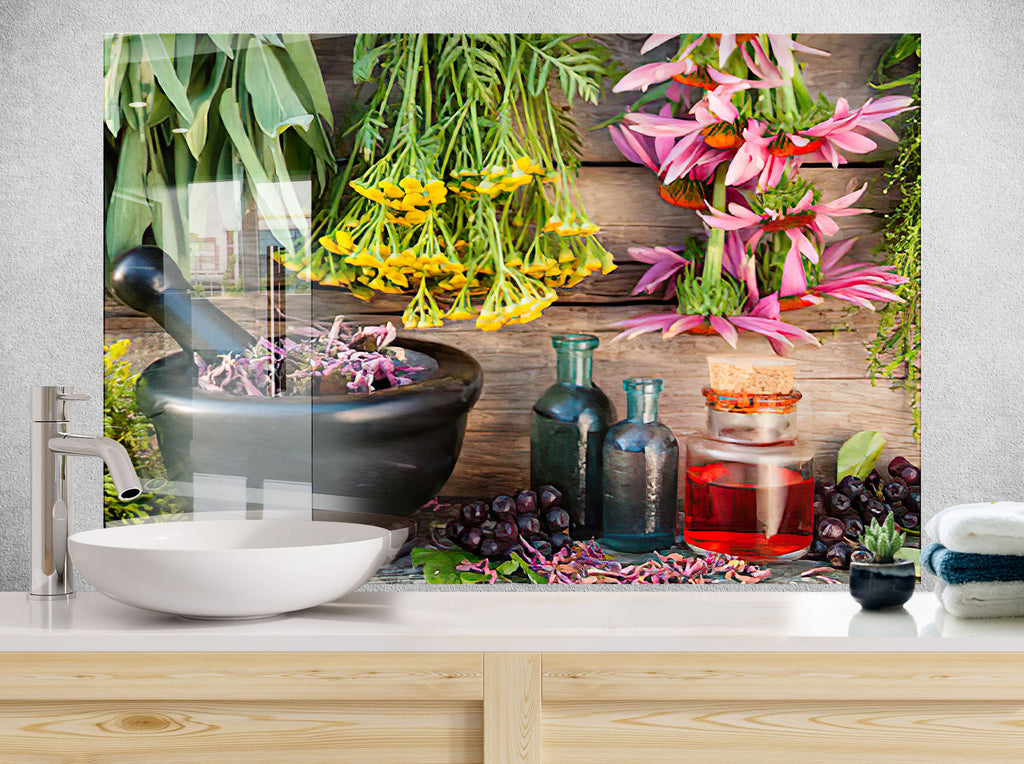 Flowers Tempered Glass Backsplash-BacksplashArtworks