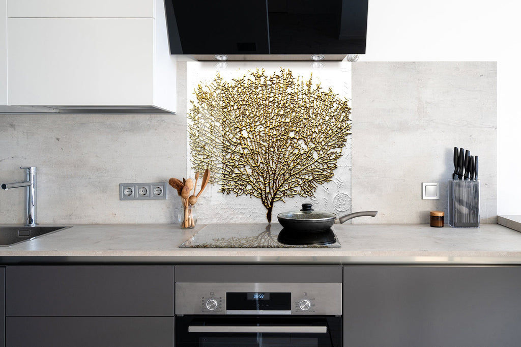 Botanical Floral Tempered Glass Backsplash-BacksplashArtworks