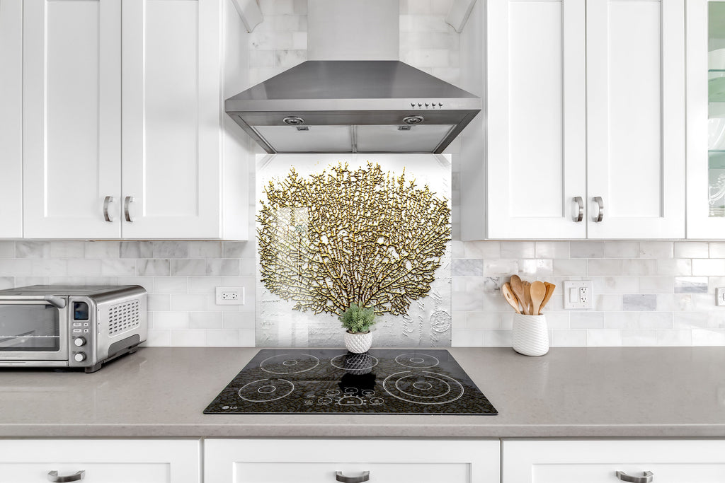Botanical Floral Tempered Glass Backsplash-BacksplashArtworks