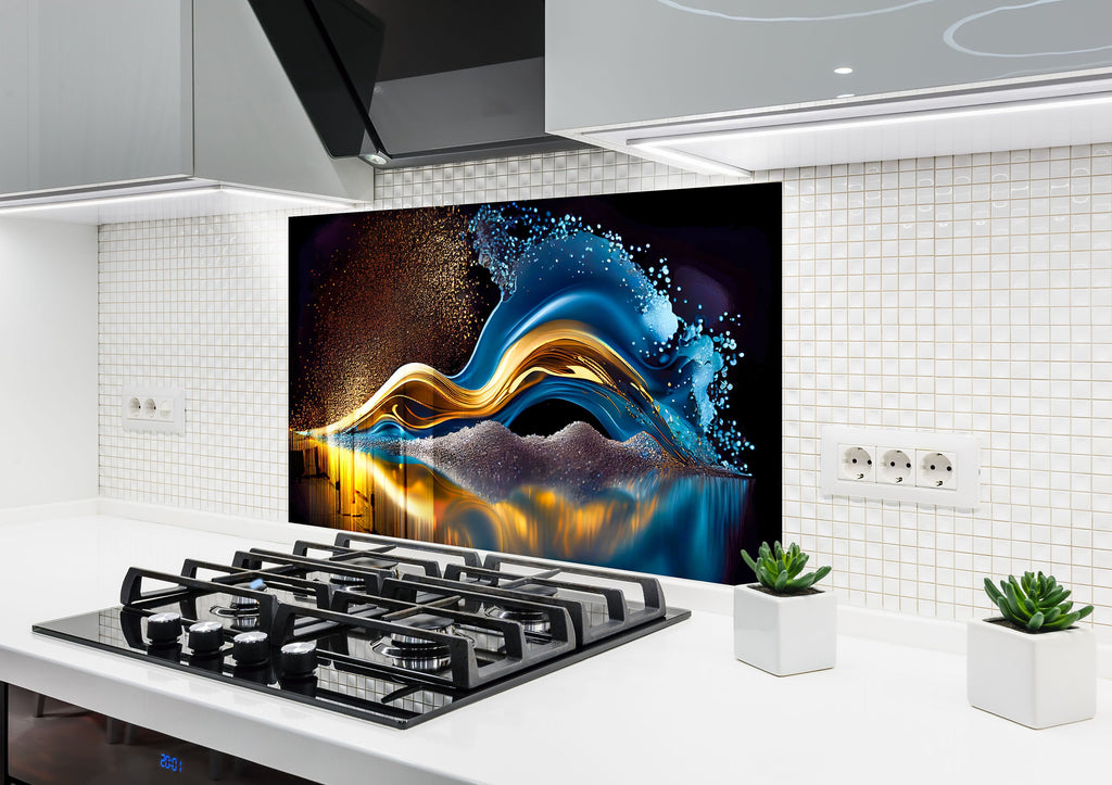 Abstract Tempered Glass Backsplash-BacksplashArtworks