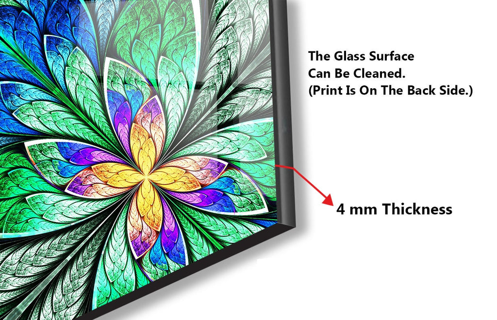 Vibrant Floral Green - Glass Kitchen Backsplash-BacksplashArtworks