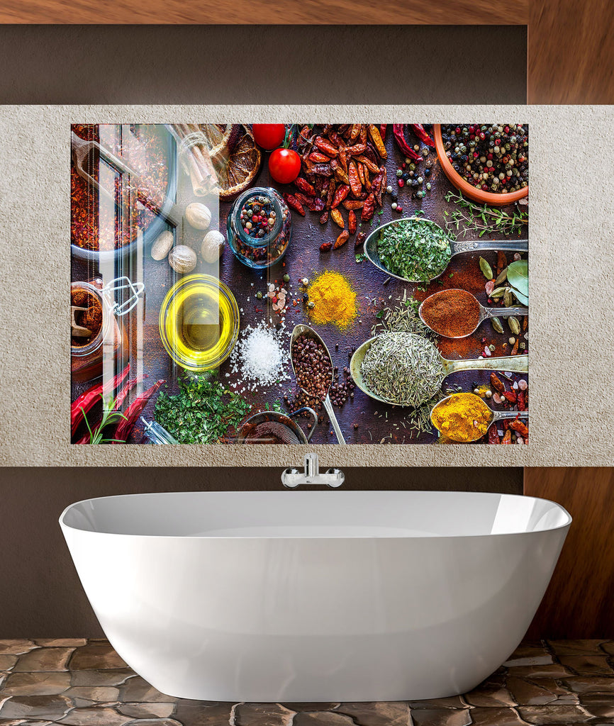 Mediterranean Spice Infusion - Glass Kitchen Backsplash-BacksplashArtworks
