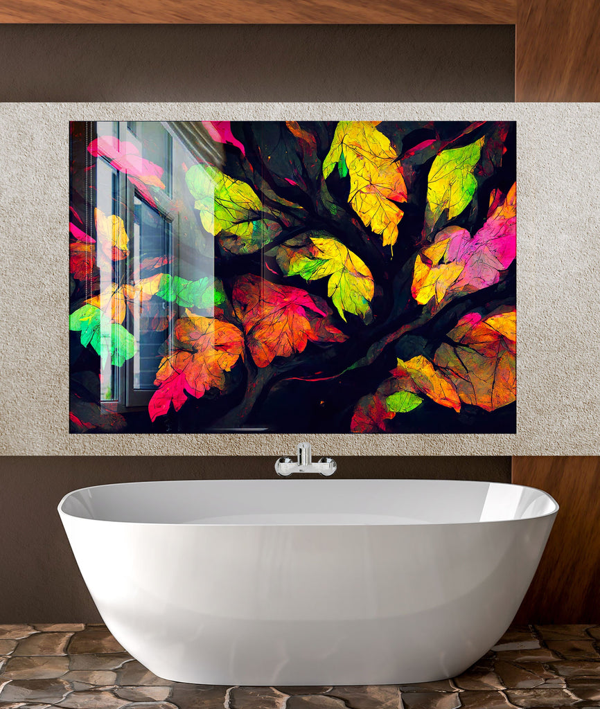 Botanical Floral Tempered Glass Backsplash-BacksplashArtworks