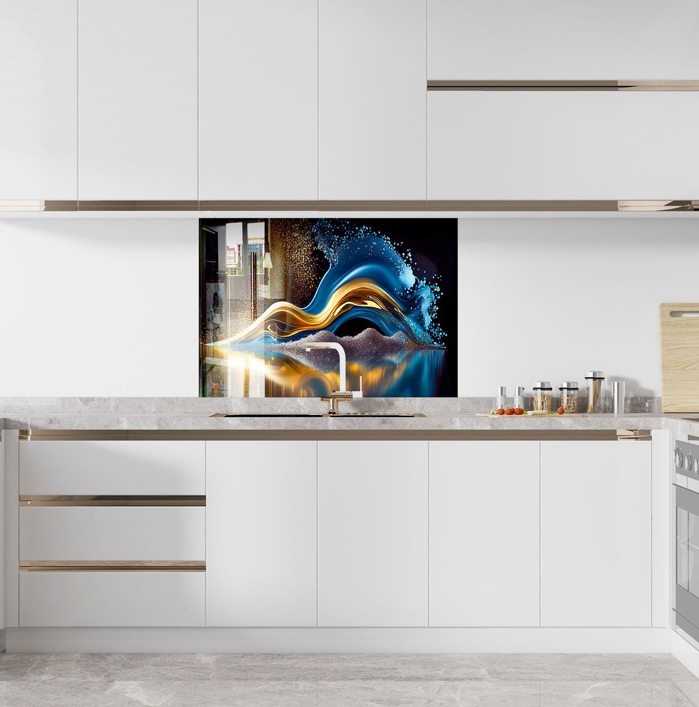 Abstract Tempered Glass Backsplash-BacksplashArtworks