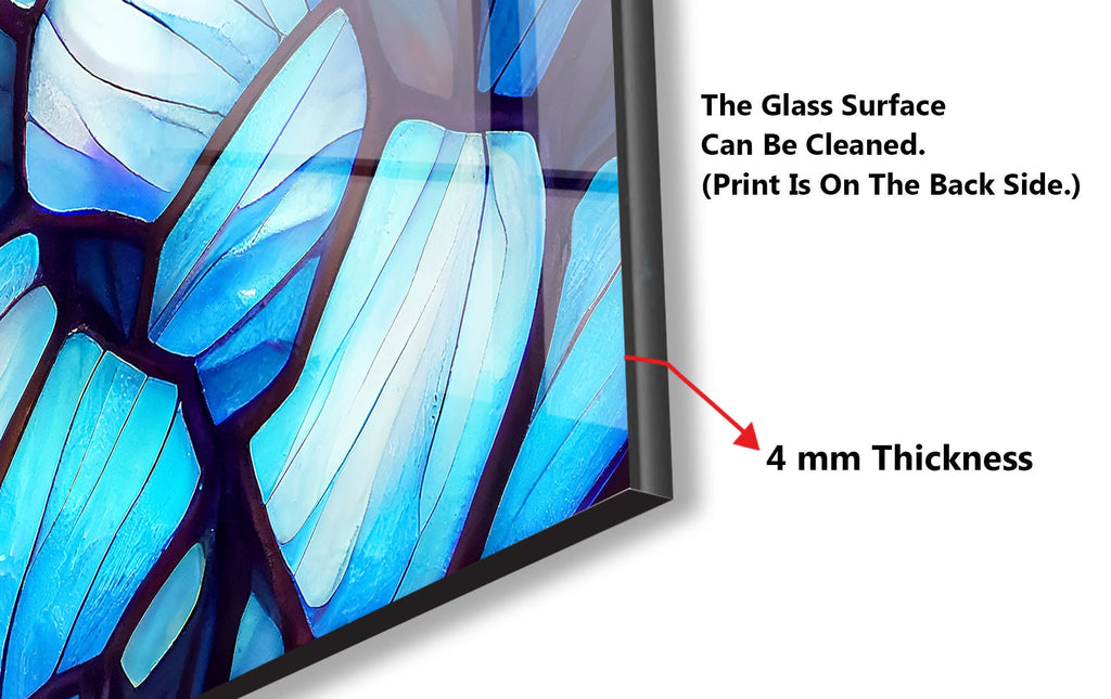 Elegant Blue Stained - Glass Kitchen Backsplash-BacksplashArtworks