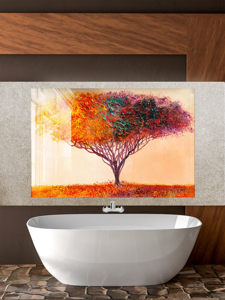 Botanical Floral Tempered Glass Backsplash-BacksplashArtworks