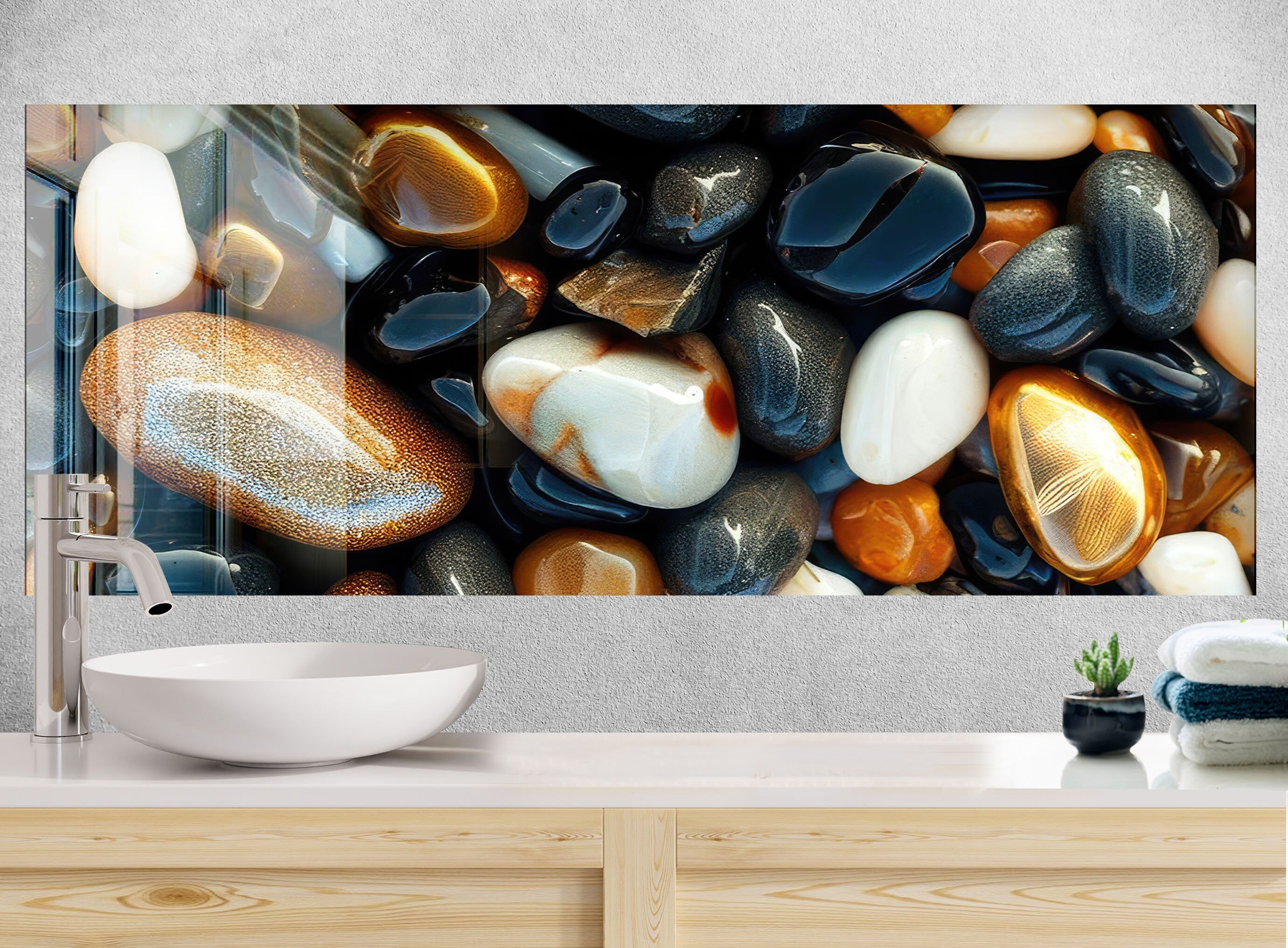 Zen Spa Stones Tempered Glass Backsplash – BacksplashArtworks