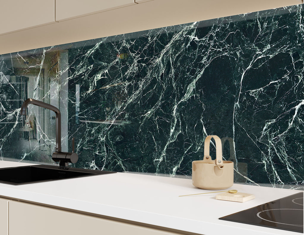 Emerald Marble - Glass Kitchen Backsplash-BacksplashArtworks