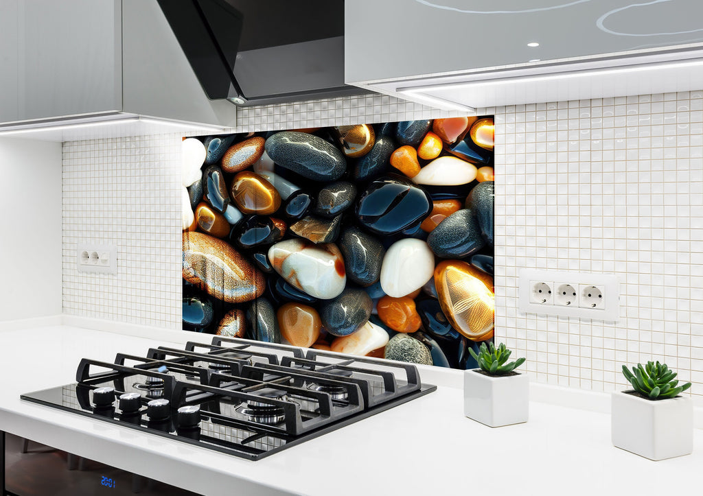 Zen Spa Stones Tempered Glass Backsplash-BacksplashArtworks