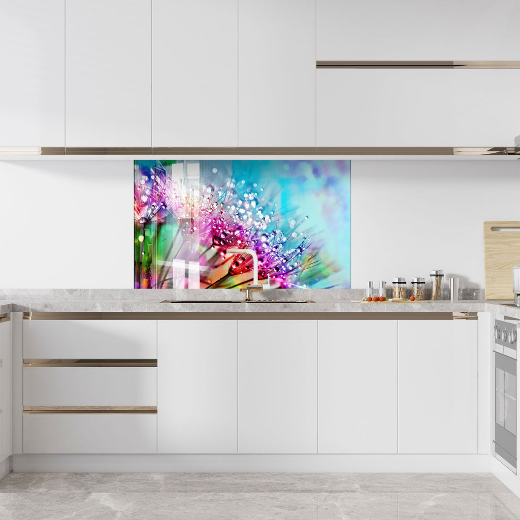 Botanical Floral Tempered Glass Backsplash-BacksplashArtworks