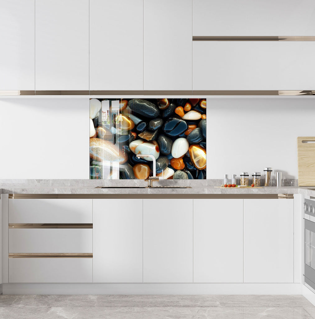 Zen Spa Stones Tempered Glass Backsplash-BacksplashArtworks