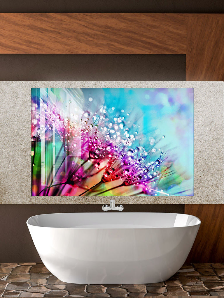 Botanical Floral Tempered Glass Backsplash-BacksplashArtworks