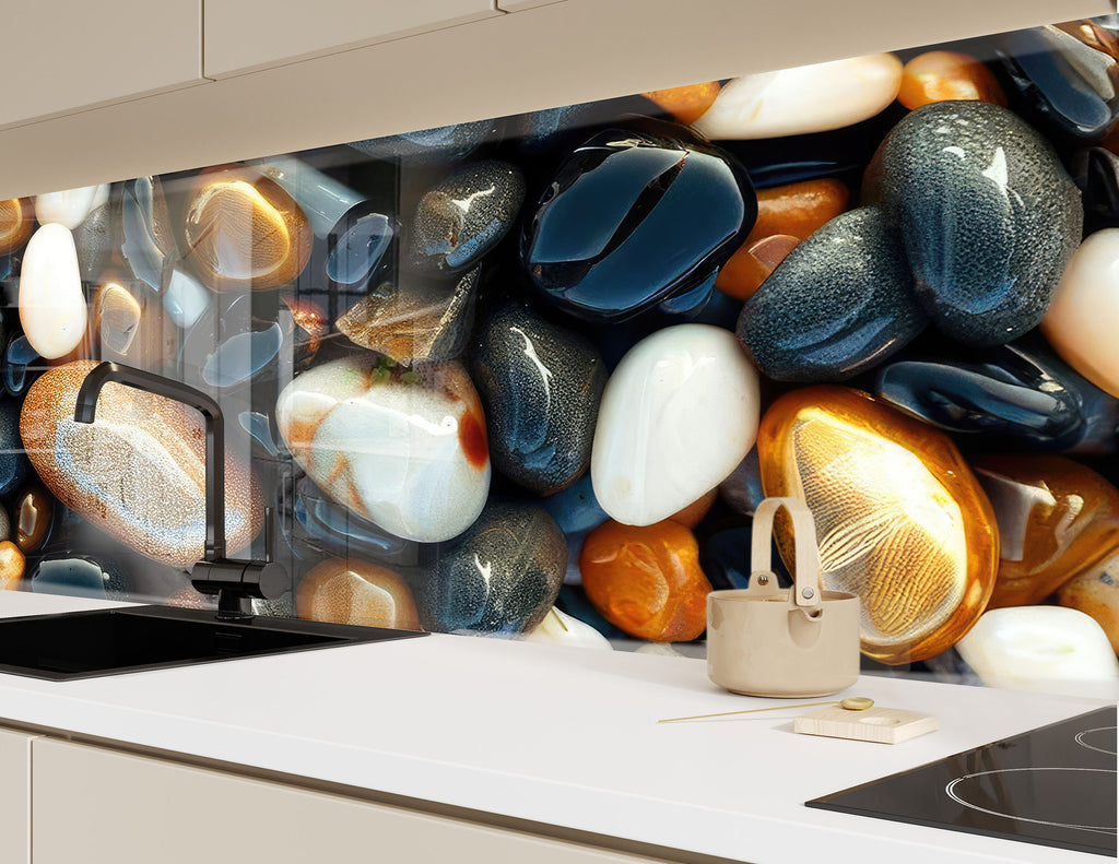 Zen Spa Stones Tempered Glass Backsplash-BacksplashArtworks