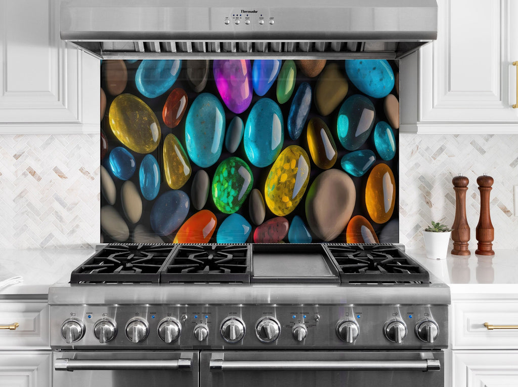 Zen Spa Stones Tempered Glass Backsplash-BacksplashArtworks