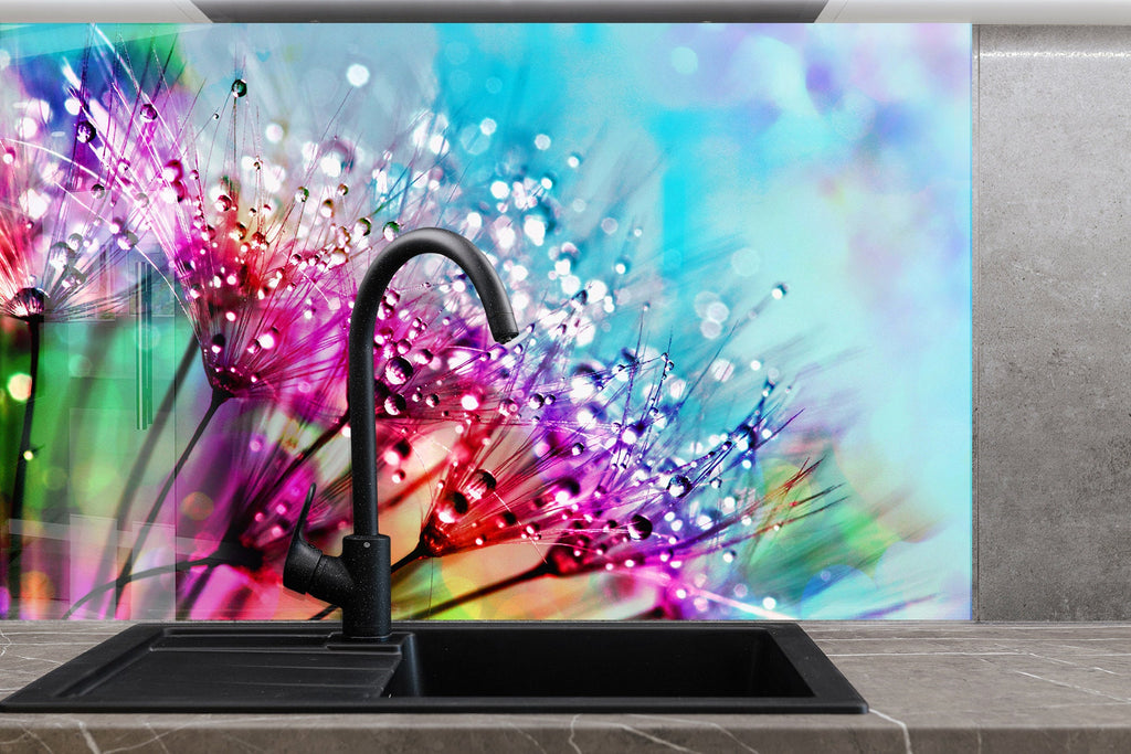 Botanical Floral Tempered Glass Backsplash-BacksplashArtworks