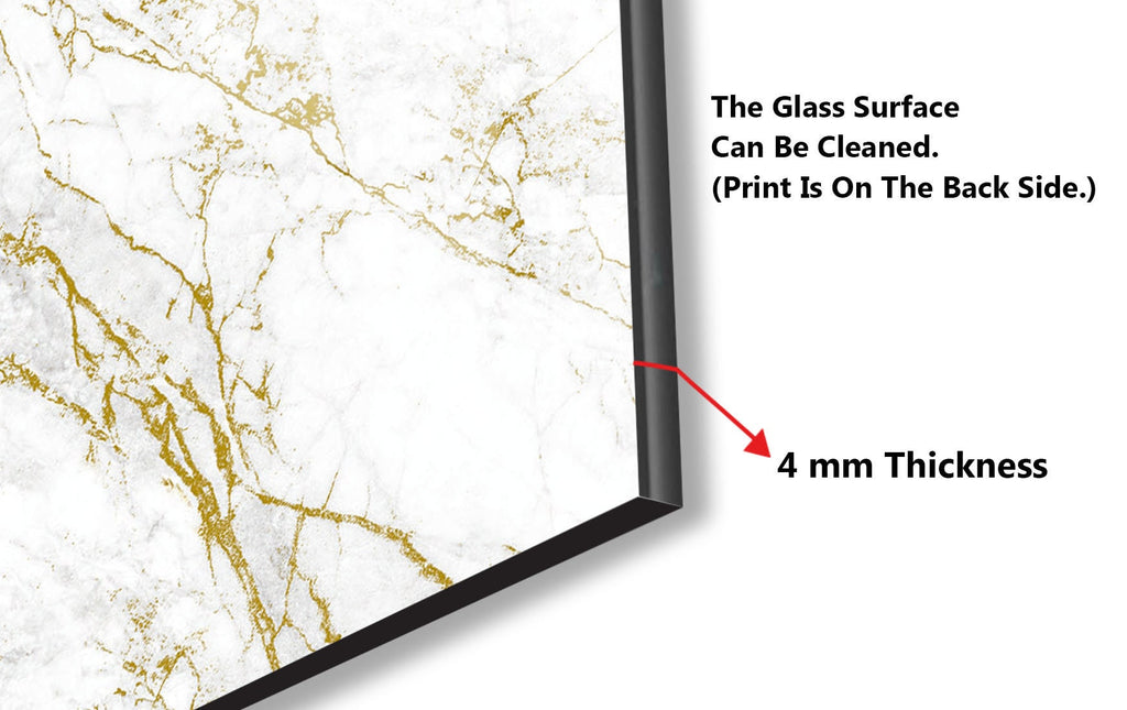 White Gold Veined Marble - Glass Kitchen Backsplash-BacksplashArtworks