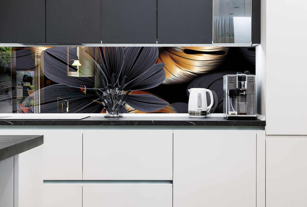 Botanical Floral Tempered Glass Backsplash-BacksplashArtworks