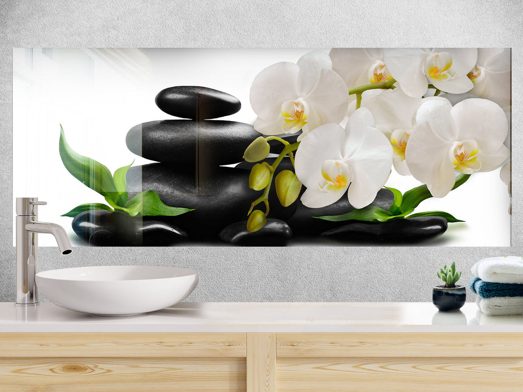 Botanical Floral Tempered Glass Backsplash-BacksplashArtworks
