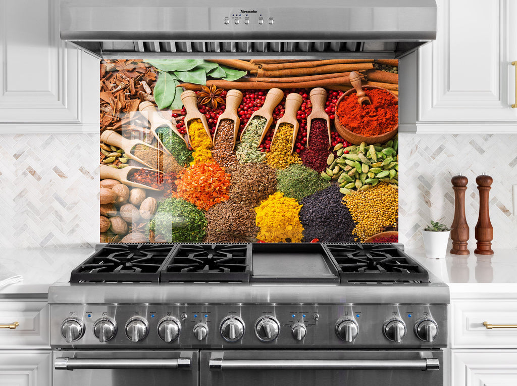 Exotic Spice Fusion - Tempered Glass Backsplash-BacksplashArtworks