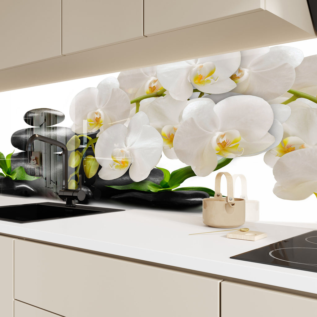 Botanical Floral Tempered Glass Backsplash-BacksplashArtworks