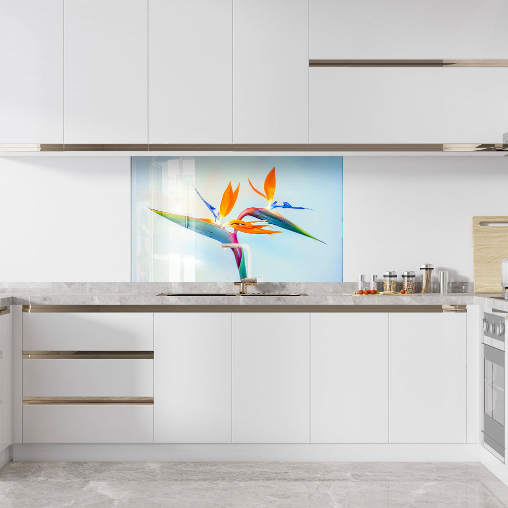 Botanical Floral Tempered Glass Backsplash-BacksplashArtworks
