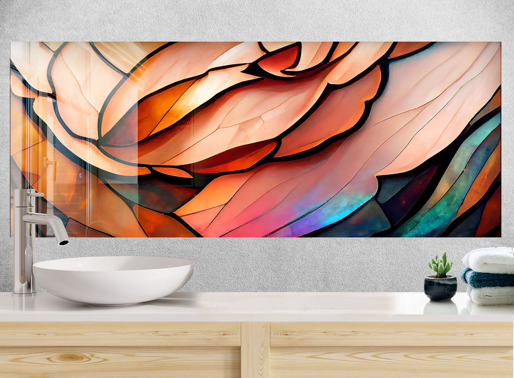 Rose Gold Stained - Glass Kitchen Backsplash-BacksplashArtworks