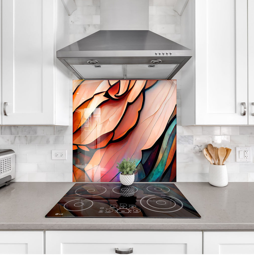 Rose Gold Stained - Glass Kitchen Backsplash-BacksplashArtworks