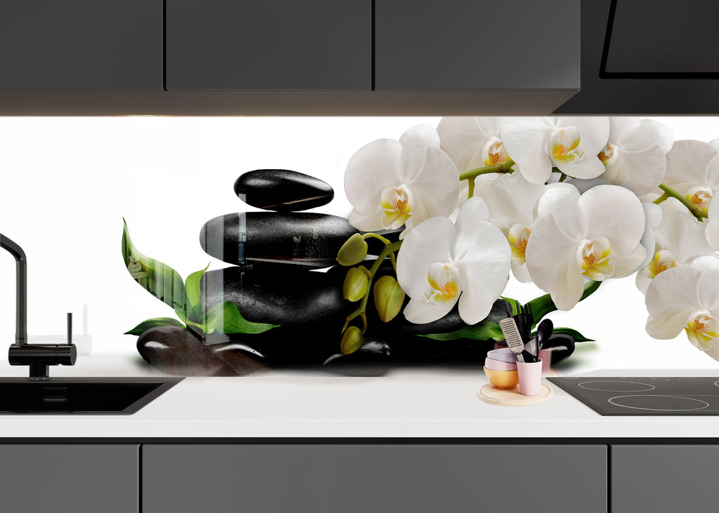 Botanical Floral Tempered Glass Backsplash-BacksplashArtworks