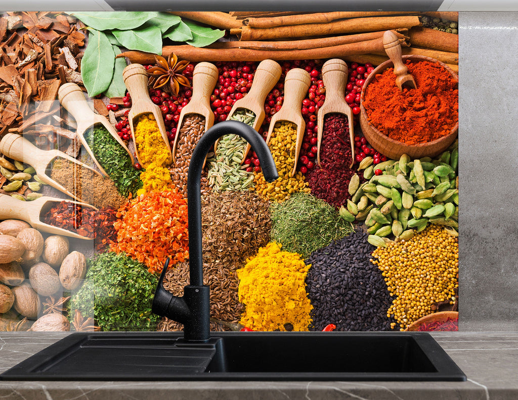 Exotic Spice Fusion - Tempered Glass Backsplash-BacksplashArtworks