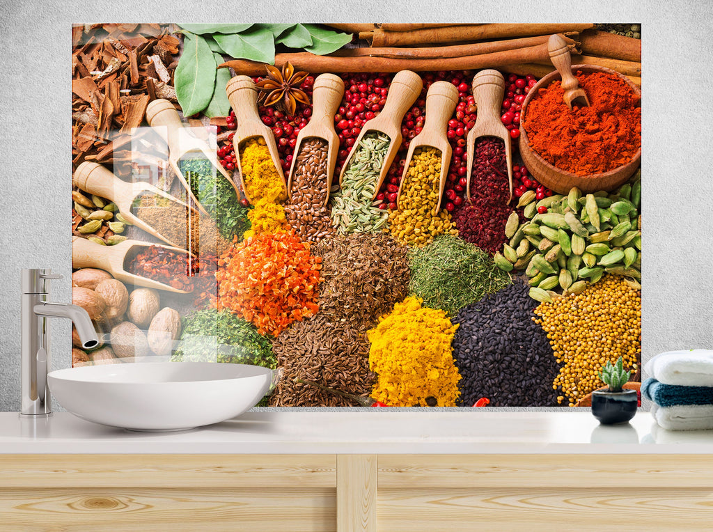 Exotic Spice Fusion - Tempered Glass Backsplash-BacksplashArtworks