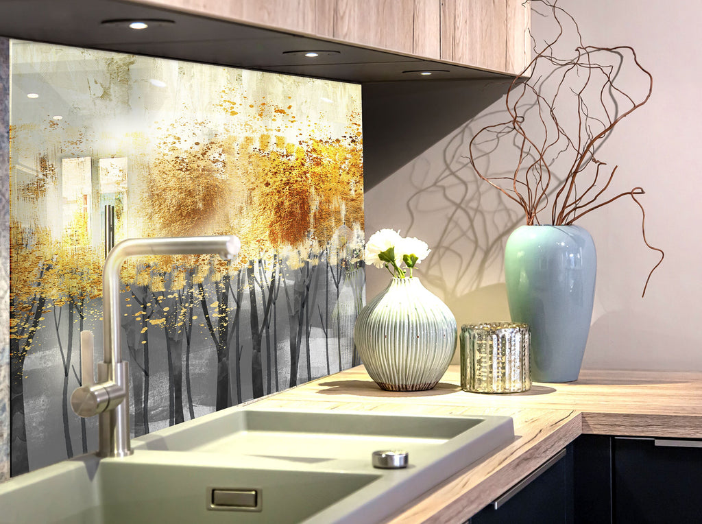 Botanical Floral Tempered Glass Backsplash-BacksplashArtworks