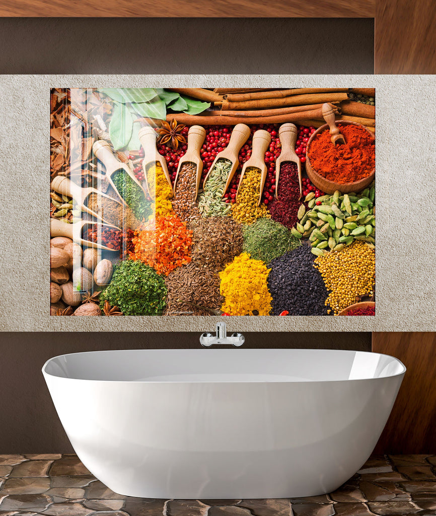 Exotic Spice Fusion - Tempered Glass Backsplash-BacksplashArtworks