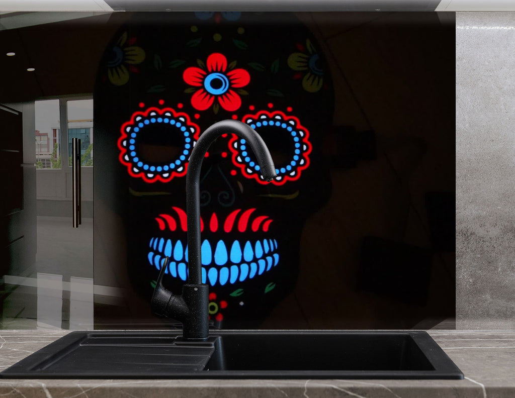 Day of the Dead - Glass Kitchen Backsplash-BacksplashArtworks